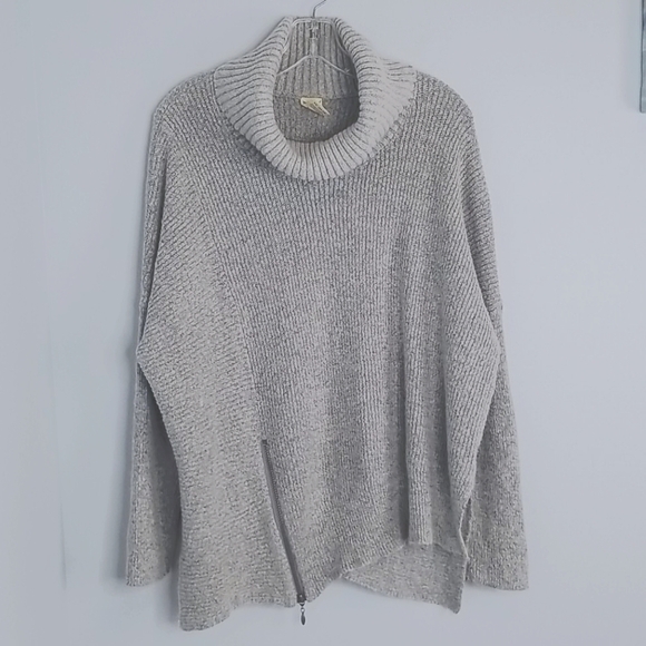 Soft Gray Cowl Neck Side Zip poncho Sweater XL Extra Large - Picture 1 of 9